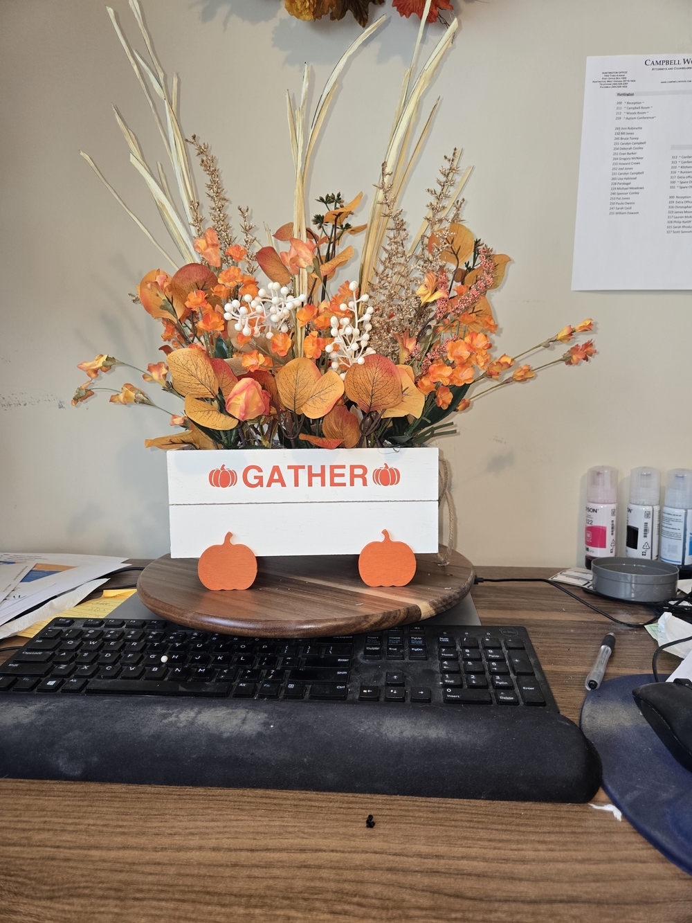 Gather Wooden Wagon Fall Floral Arrangement - Orange
